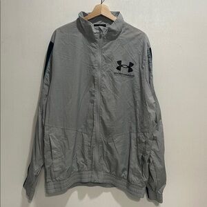 UNDER ARMOR MENS GREY WOVEN LIGHTWEIGHT TRACK JACKET Sz XL